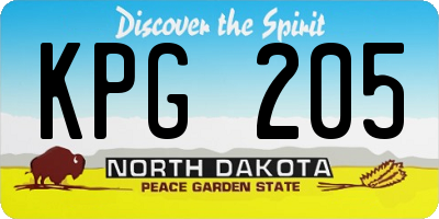 ND license plate KPG205