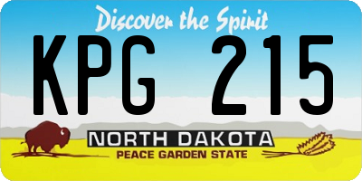 ND license plate KPG215