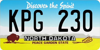 ND license plate KPG230