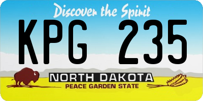 ND license plate KPG235