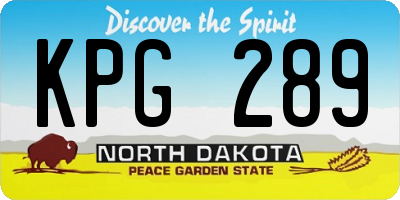 ND license plate KPG289