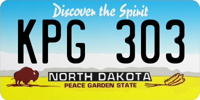 ND license plate KPG303