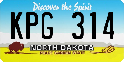 ND license plate KPG314