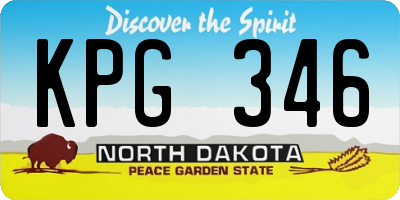 ND license plate KPG346