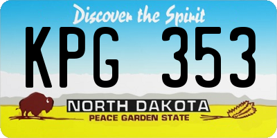 ND license plate KPG353