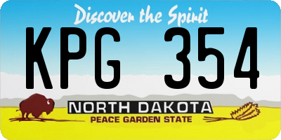 ND license plate KPG354