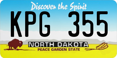ND license plate KPG355