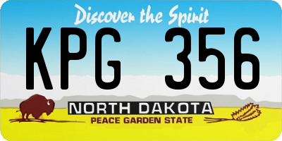 ND license plate KPG356