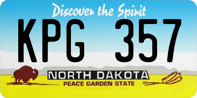 ND license plate KPG357