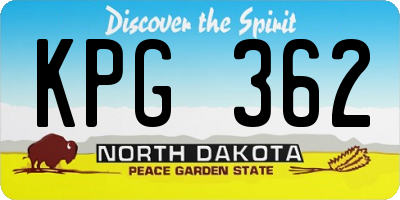 ND license plate KPG362