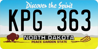 ND license plate KPG363