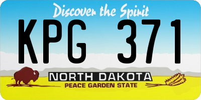ND license plate KPG371