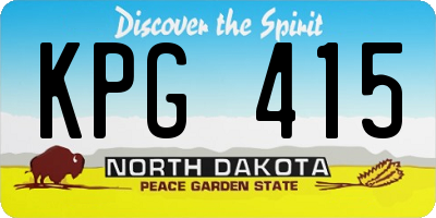 ND license plate KPG415