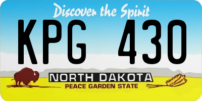 ND license plate KPG430