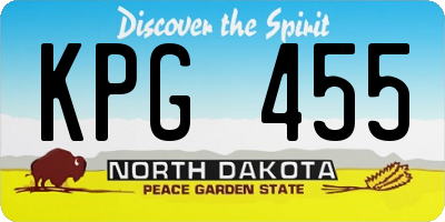 ND license plate KPG455