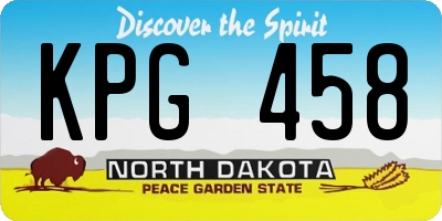 ND license plate KPG458