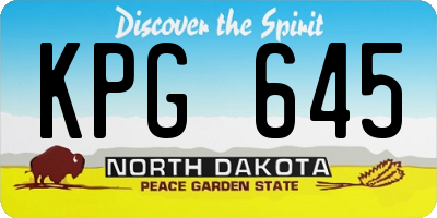 ND license plate KPG645