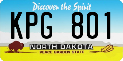 ND license plate KPG801