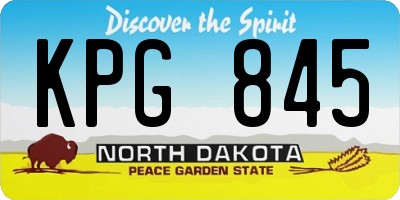 ND license plate KPG845