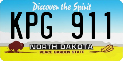 ND license plate KPG911