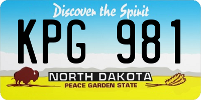 ND license plate KPG981