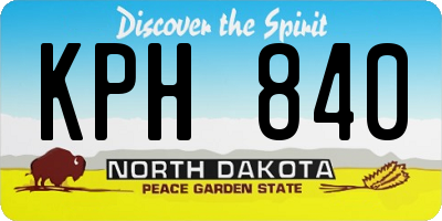 ND license plate KPH840