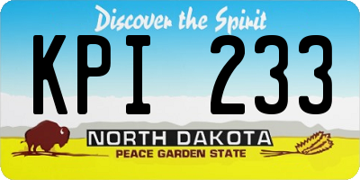ND license plate KPI233
