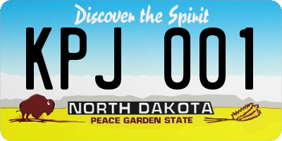 ND license plate KPJ001