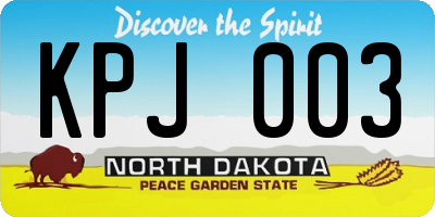 ND license plate KPJ003