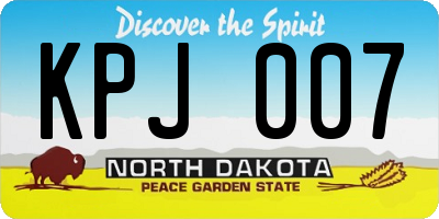 ND license plate KPJ007