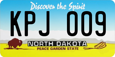 ND license plate KPJ009