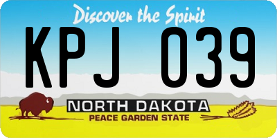 ND license plate KPJ039