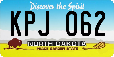 ND license plate KPJ062