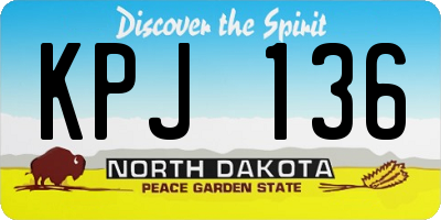ND license plate KPJ136
