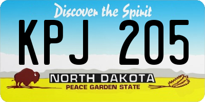 ND license plate KPJ205
