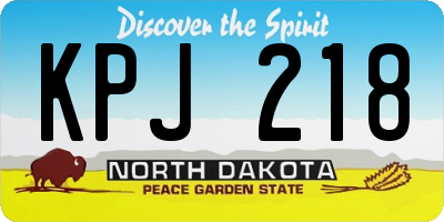 ND license plate KPJ218