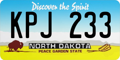 ND license plate KPJ233