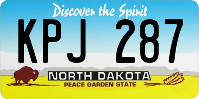 ND license plate KPJ287