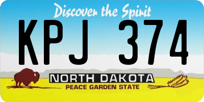 ND license plate KPJ374