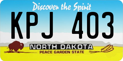 ND license plate KPJ403