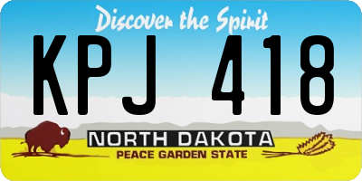 ND license plate KPJ418