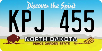ND license plate KPJ455
