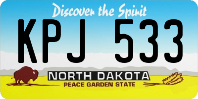 ND license plate KPJ533