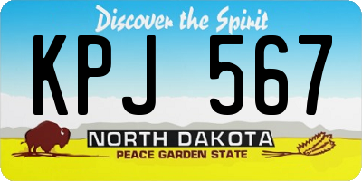 ND license plate KPJ567