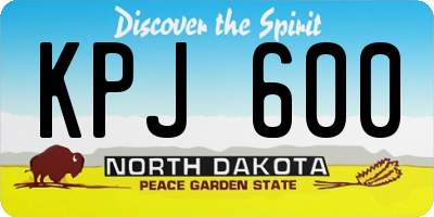 ND license plate KPJ600
