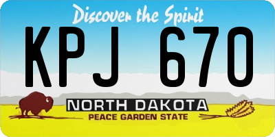 ND license plate KPJ670