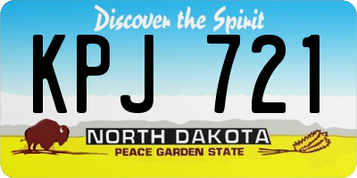 ND license plate KPJ721