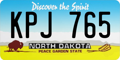 ND license plate KPJ765