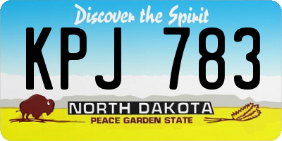 ND license plate KPJ783