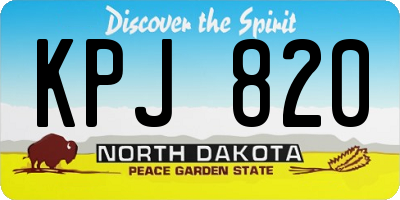 ND license plate KPJ820